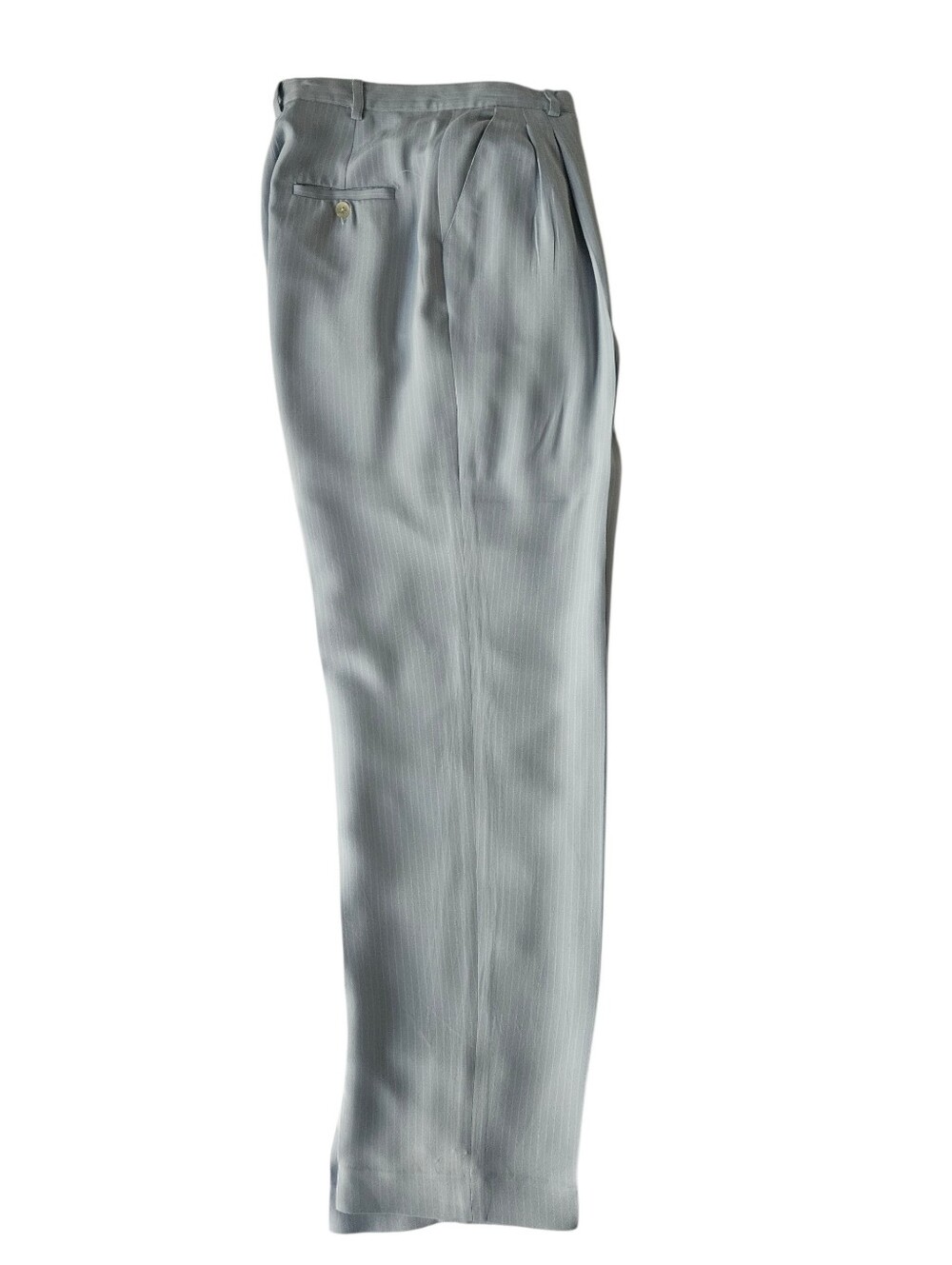 LAUREN RALPH LAUREN LIght Blue Pin Striped Pleated 100% Silk Trousers | SZ 8 - Picture 2 of 11